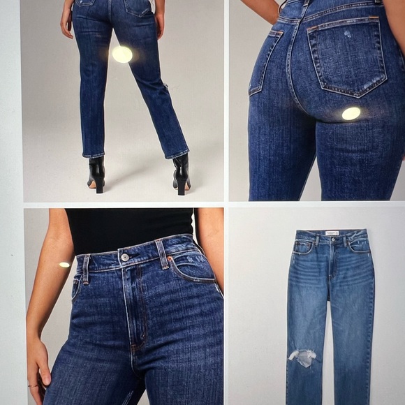 Abercrombie Curve Love Ultra High Rise ankle straight jeans with distressing - Picture 5 of 5